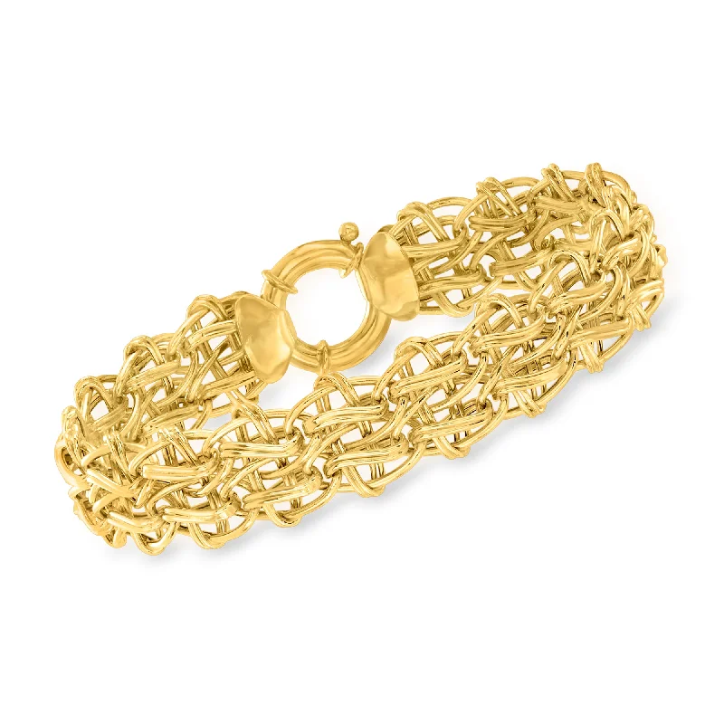 Elegant silver spiral charm bracelets for women -Ross-Simons 18kt Yellow Gold 2-Row Oval-Link Bracelet