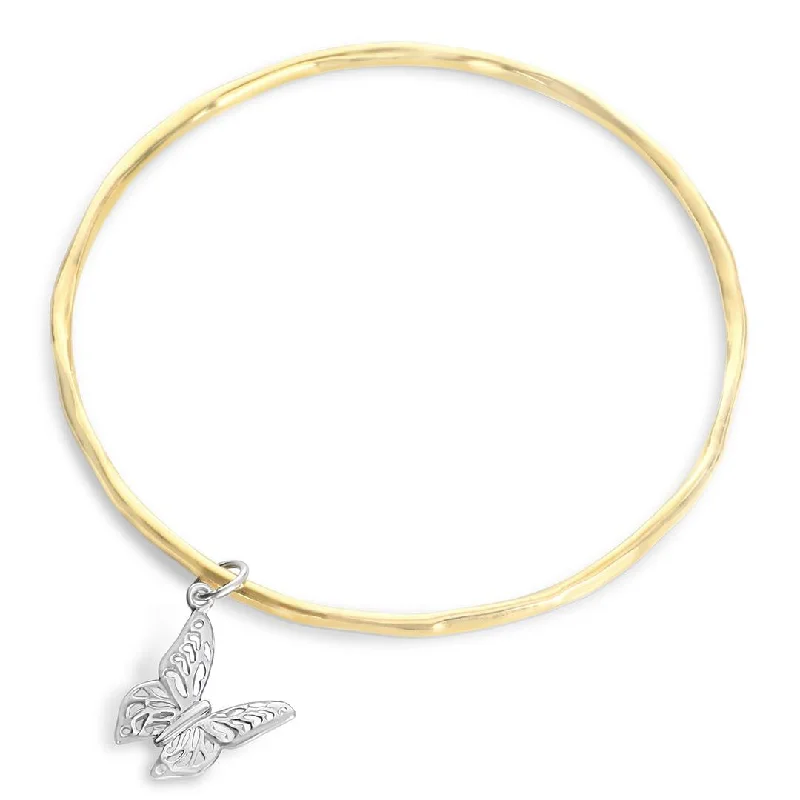 Vintage gold link bracelets for women -Butterfly Bangle | Gold- Silver