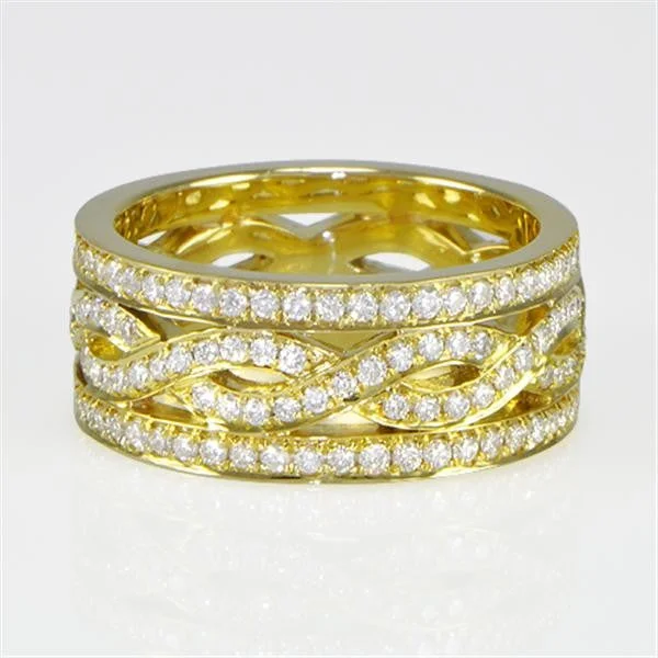 Ladies unique boho accent ring -1.46 Carat Diamond Pave-Set Ladies Ring in 18K Yellow Gold