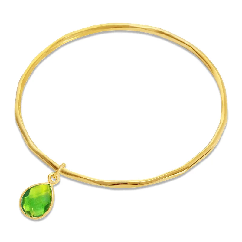 Ladies bold spiral cuff bracelets -Peridot Charm Bangle | Gold - August