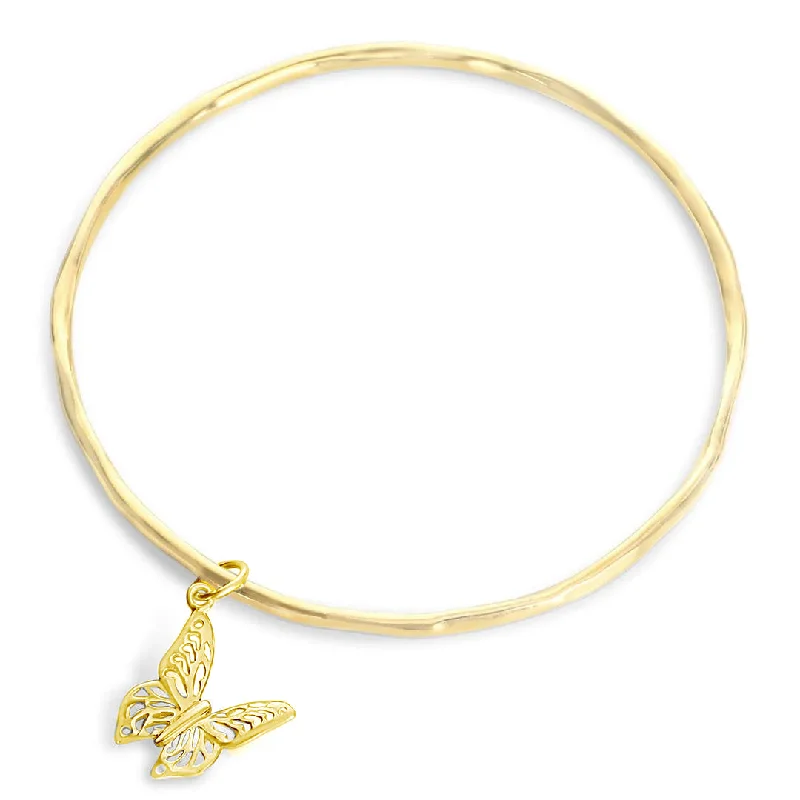 Ladies elegant peridot cuff bracelets -Butterfly Bangle | Gold