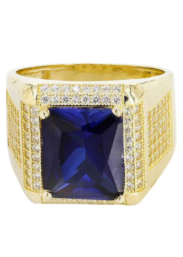 Ladies delicate floral stackable ring -Mens Sapphire Ring | 10K Solid Yellow Gold | Style #7