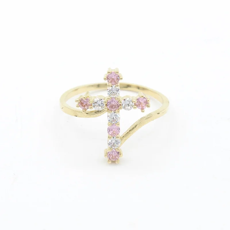 Vintage crystal accent ring for ladies -*NEW* 14K Cross CZ Ring JTJ™