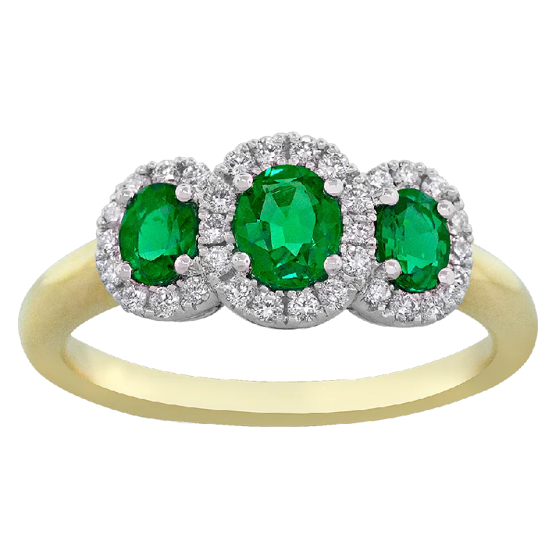 Vintage gold floral ring for ladies -.23 DIAMOND .71 CT EMERALD RING