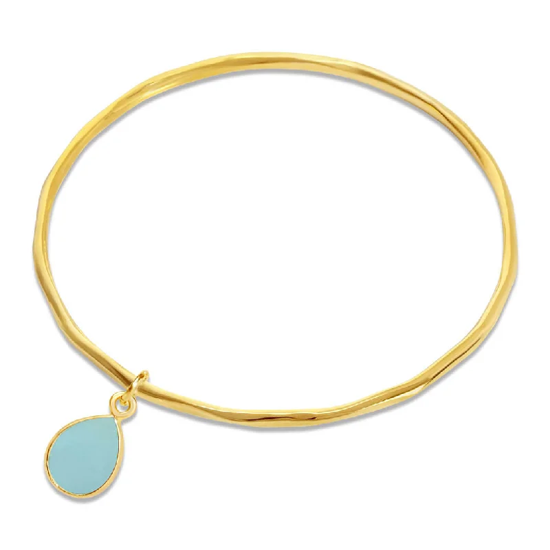 Vintage crystal link bracelets -Aqua Chalcedony Bangle | Gold | March Birthstone