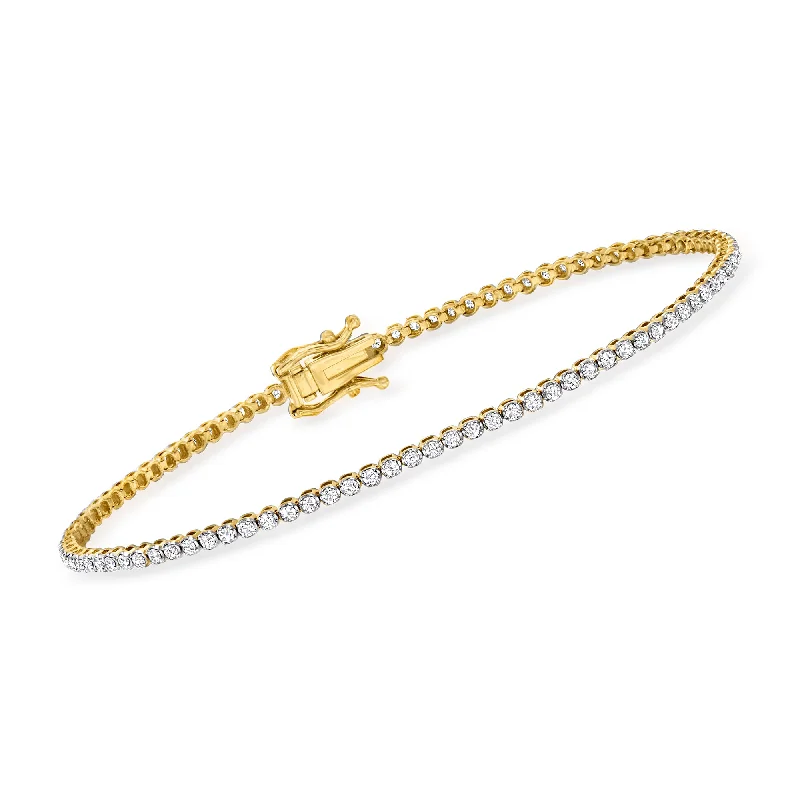 Ladies trendy silver wrap bracelets -Ross-Simons Diamond Tennis Bracelet in 14kt Yellow Gold