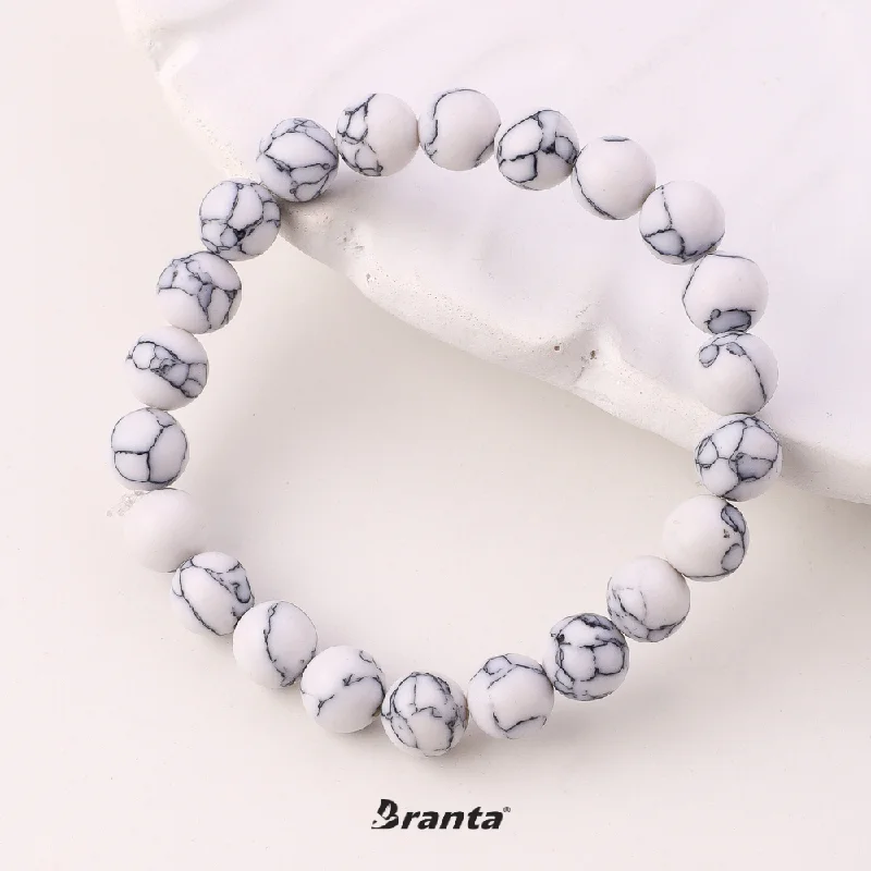 Ladies unique geometric cuff bracelets -White Howlite Natural Crystals Bracelet For Men