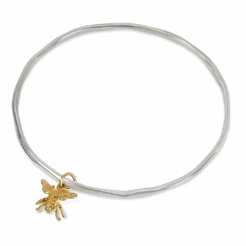 Ladies retro jade bangle bracelets -Bee Bangle | Silver - Gold