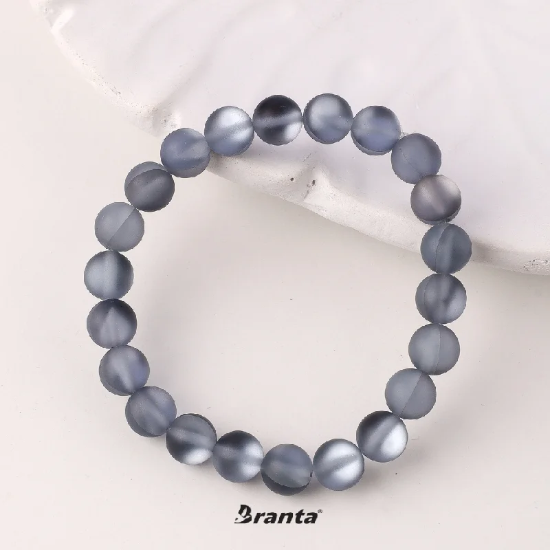 Vintage-style agate bracelets for women -Matte with Grey Moonstone Bracelet for Men