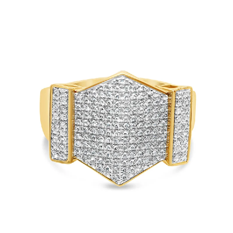 Ladies unique heart band ring -Mens Diamond Pinky Ring | 10K Yellow Gold | 0.50CTW