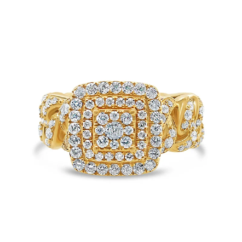 Simple rose gold stackable ring -Mens Gold Diamond Risen Square Pinky Ring | 14K Yellow Gold | 1.94CTW