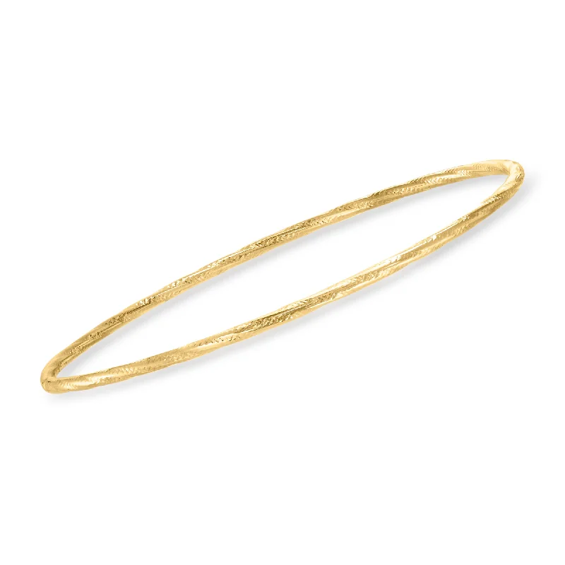 Ladies ruby link bracelets -Ross-Simons Italian 14kt Yellow Gold Twisted Bangle Bracelet