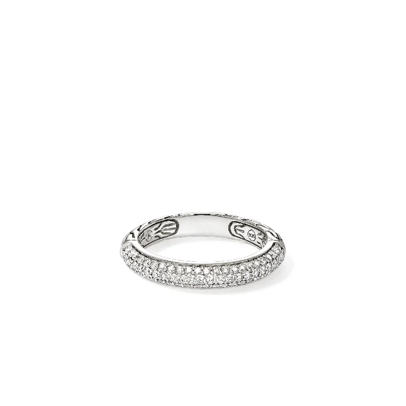 Modern diamond stackable ring for ladies -JH Essential Pavé Band Ring, Sterling Silver, Diamonds, 3.5MM