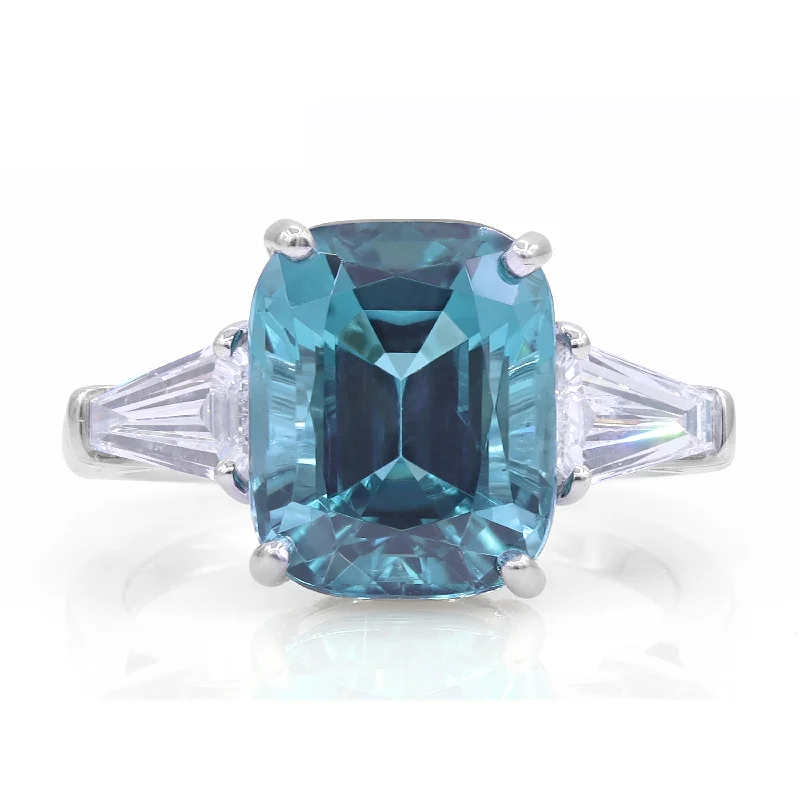 Ladies unique star-shaped ring -Platinum Indicolite Tourmaline Diamond Ring