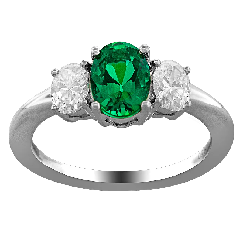 Modern diamond stackable ring for ladies -.42 CT DIAMOND .80 CT EMERALD RING