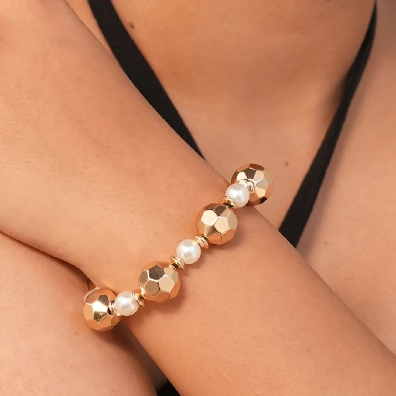 Ladies lightweight wrap bracelets -TFC Glamour Pearl Gold Plated Adjustable Bracelet