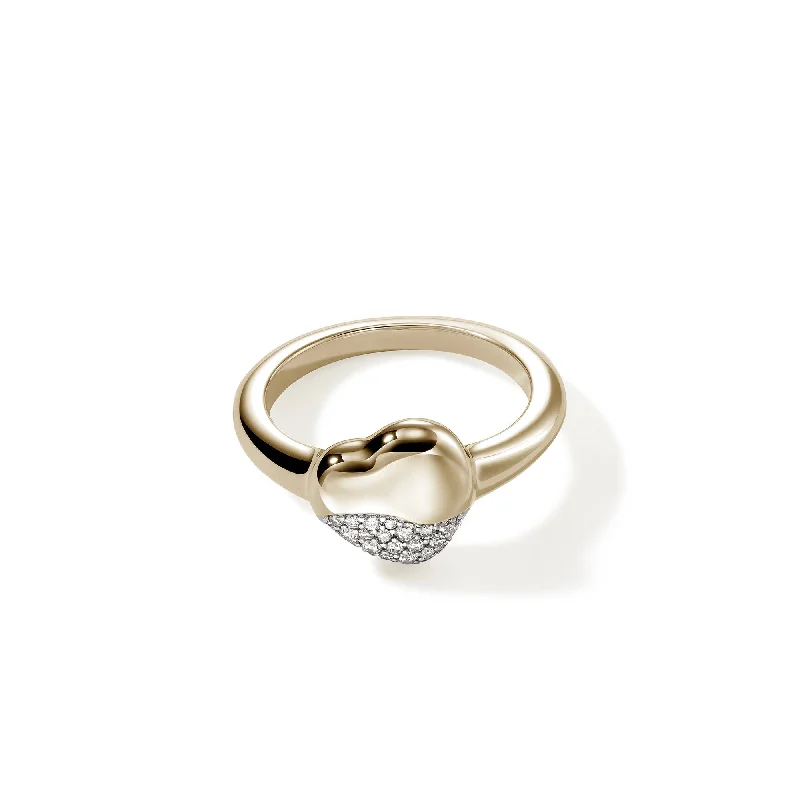 Ladies lightweight eternity ring -Pebble Heart Ring, Gold, Diamonds