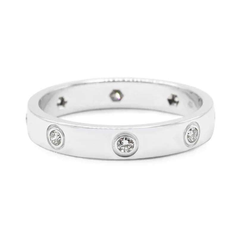 Classic pearl eternity ring for women -Cartier 3.6mm Love Ring, 8 Diamonds Size 57 - 18ct White Gold