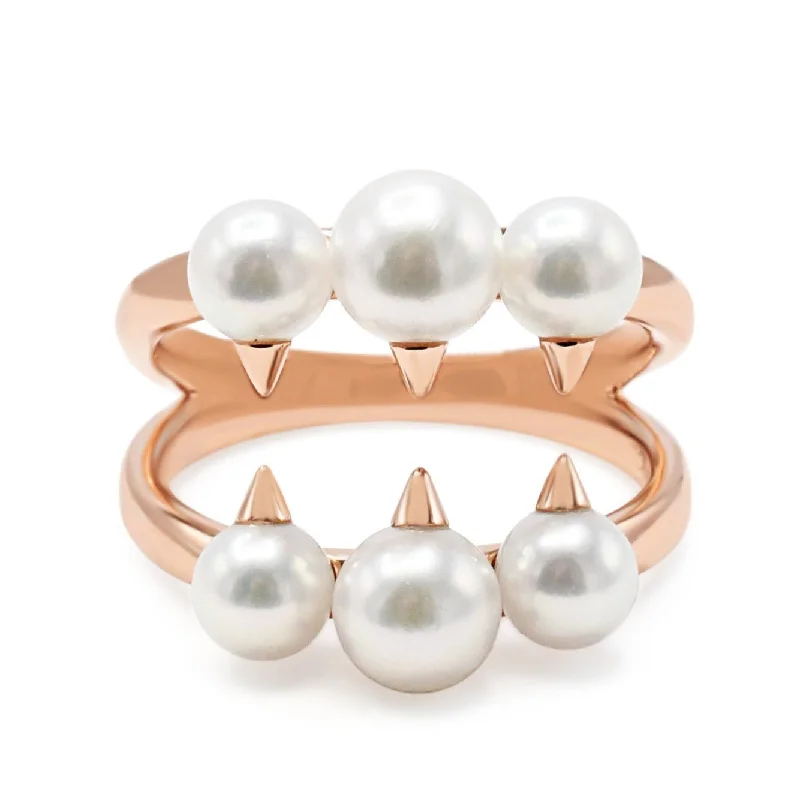 Ladies floral silver ring -Tasaki Danger Signature Ring Akoya Pearls.