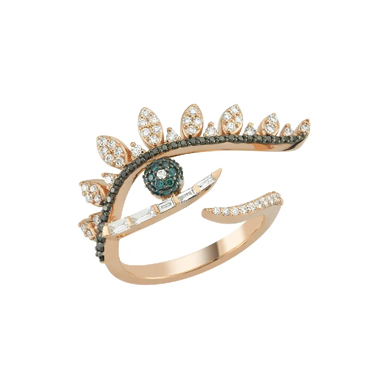 Ladies floral diamond ring -EYE LIGHT GOLD DIAMOND RING