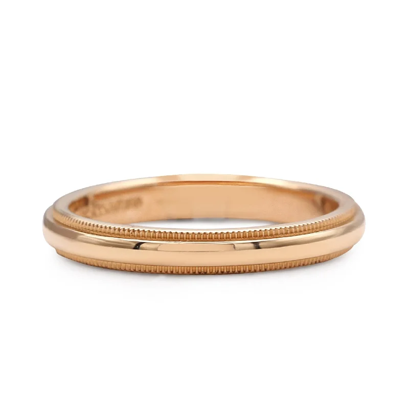 Simple silver halo ring for ladies -Tiffany & Co 3mm Millgrain Edge Court Wedding Ring