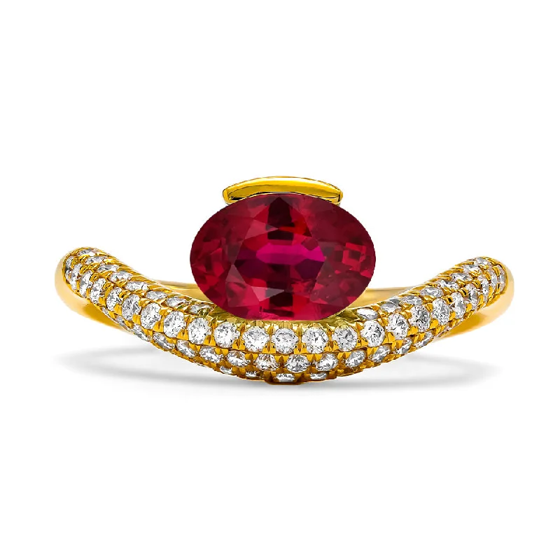 Ladies elegant garnet gem ring -Symphony Ruby Ring