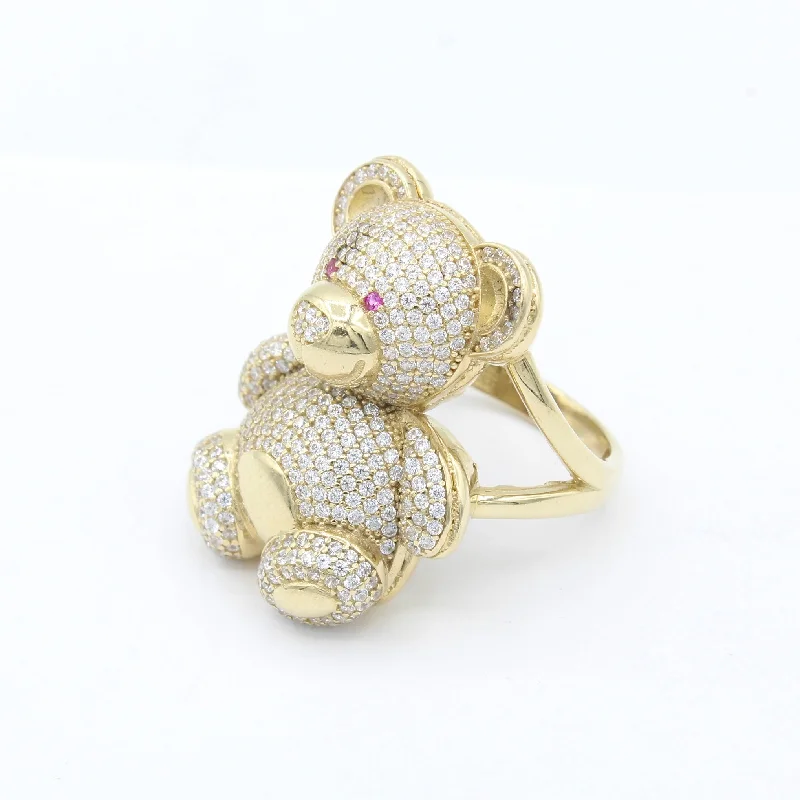 Simple gold knot ring for women -*NEW* 14k CZ BIG Teddy Bear Ring JTJ™