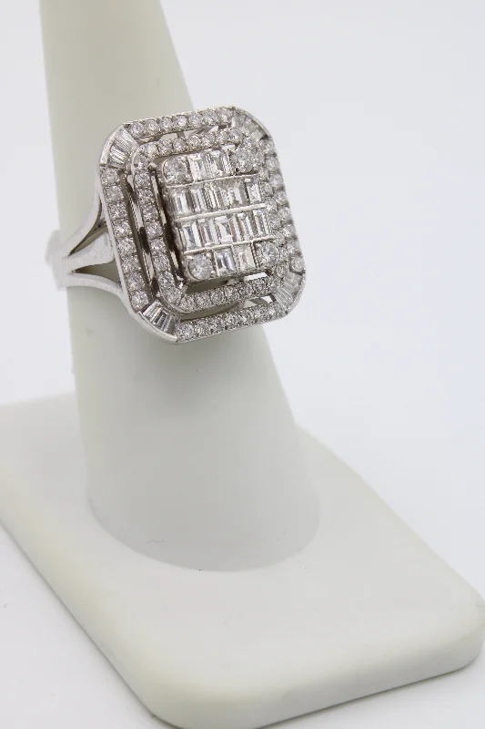 Ladies retro floral band ring -*NEW* 14K White Gold Women Square Diamond Ring (L) 💎 JTJ™