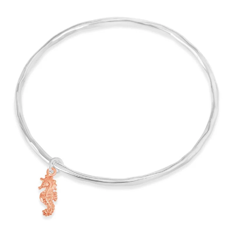 Ladies elegant topaz bangle bracelets -Seahorse Bangle | Silver - Rose Gold