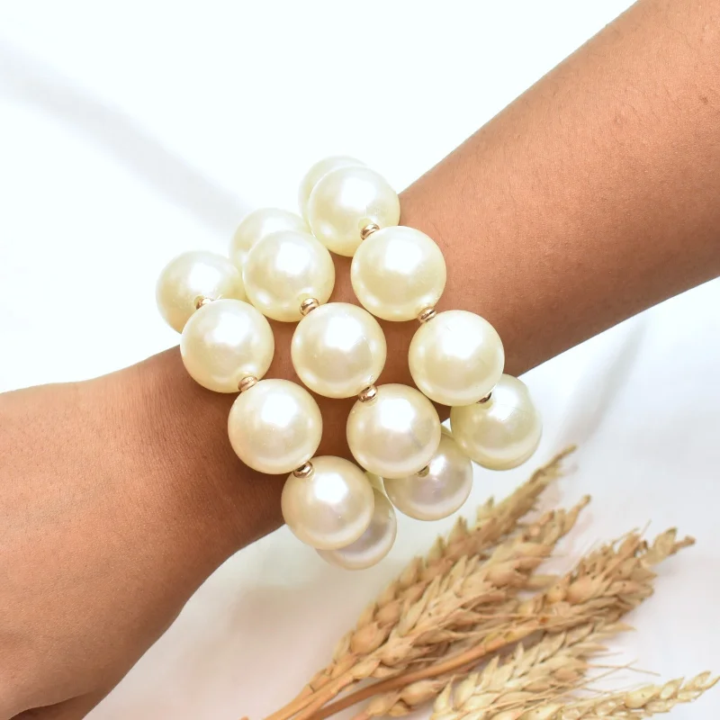 Classic pearl spiral bracelets for women -TFC Trio Of Pearl Beaded Bracelet (set of 3)