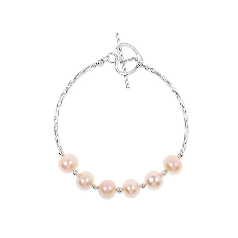 Modern gold bar bracelets -Twist Pearl Bracelet Champagne