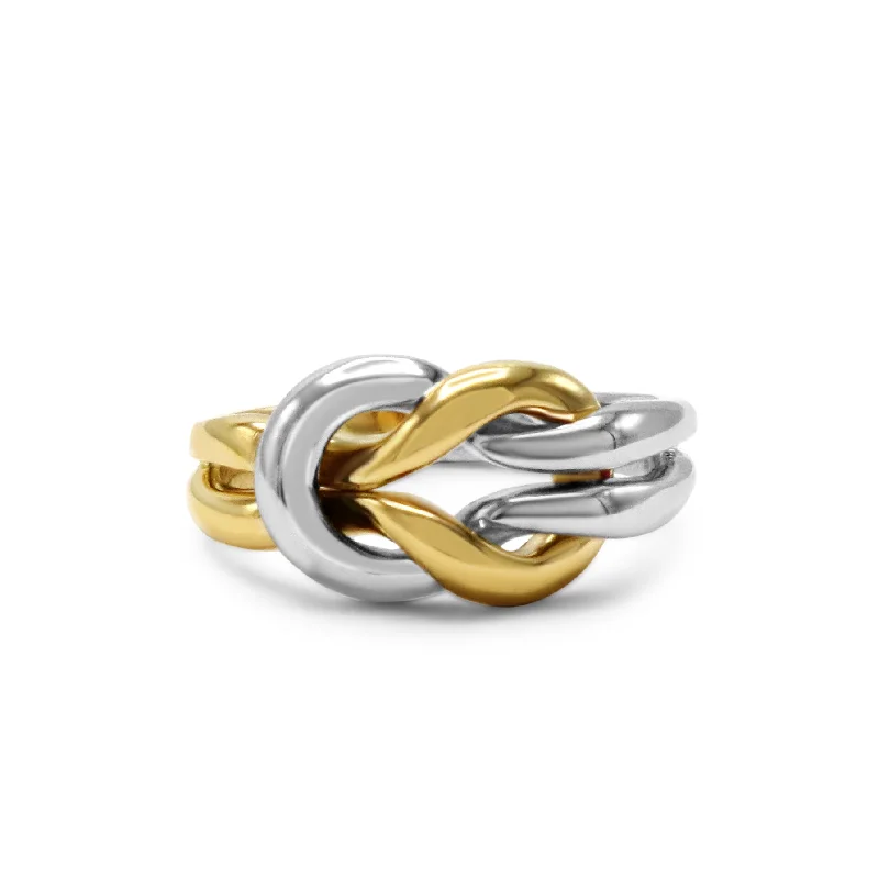 Delicate silver eternity ring for ladies -Two Colour Knot Ring - 18ct Yellow & White Gold