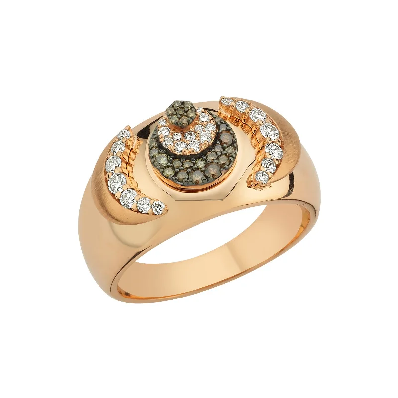 Ladies delicate moonstone band ring -CINTEMANI M COFFEE & DIAMOND RING