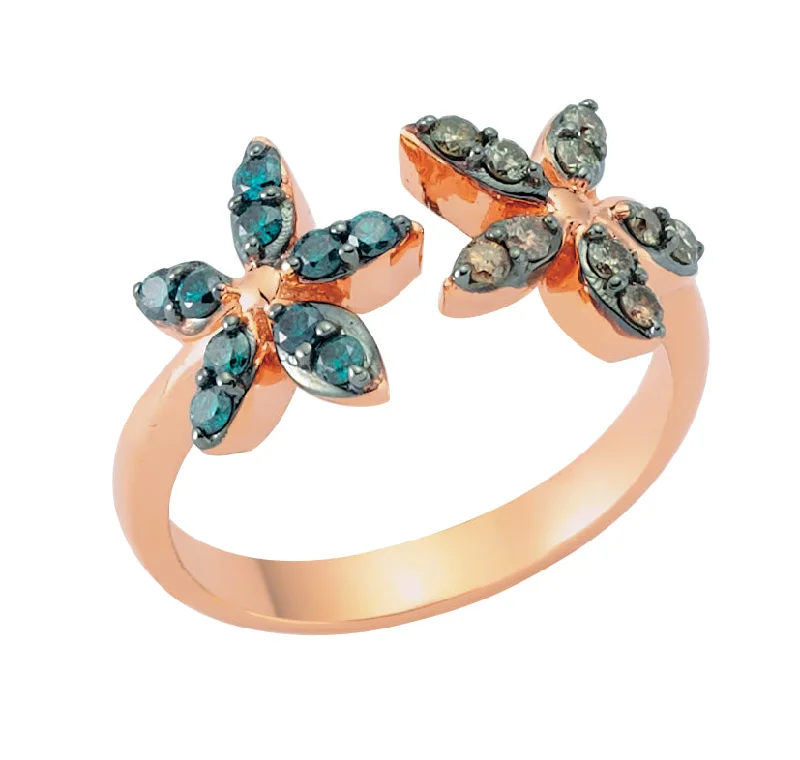 Boho-inspired turquoise ring for women -APPLE SEED GOLD DIAMOND RING