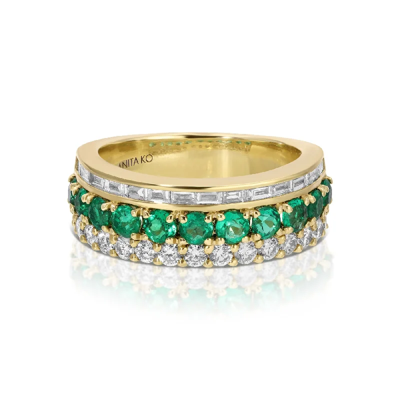 Vintage gold floral ring for ladies -Emerald Lola Ring