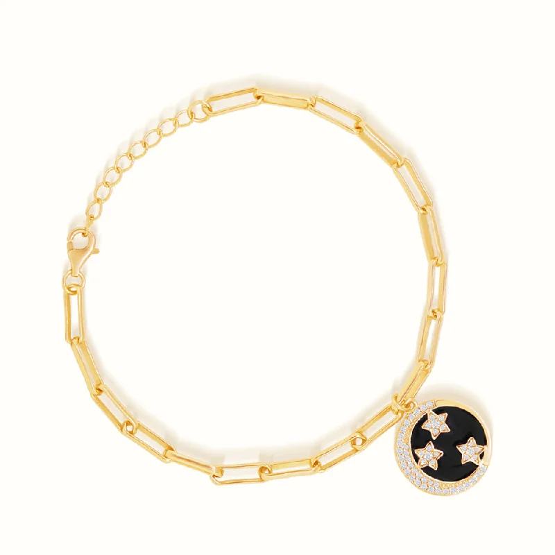 Elegant pearl spiral bracelets for ladies -Women's Vermeil Diamond Star Coin Bracelet