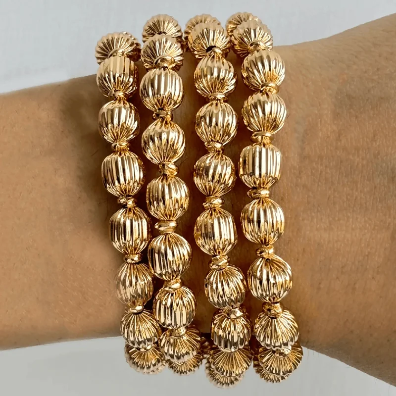 Modern gold bar bracelets -TFC Vortex Small Bead Gold Plated Stacked Bracelet (Set of 4)