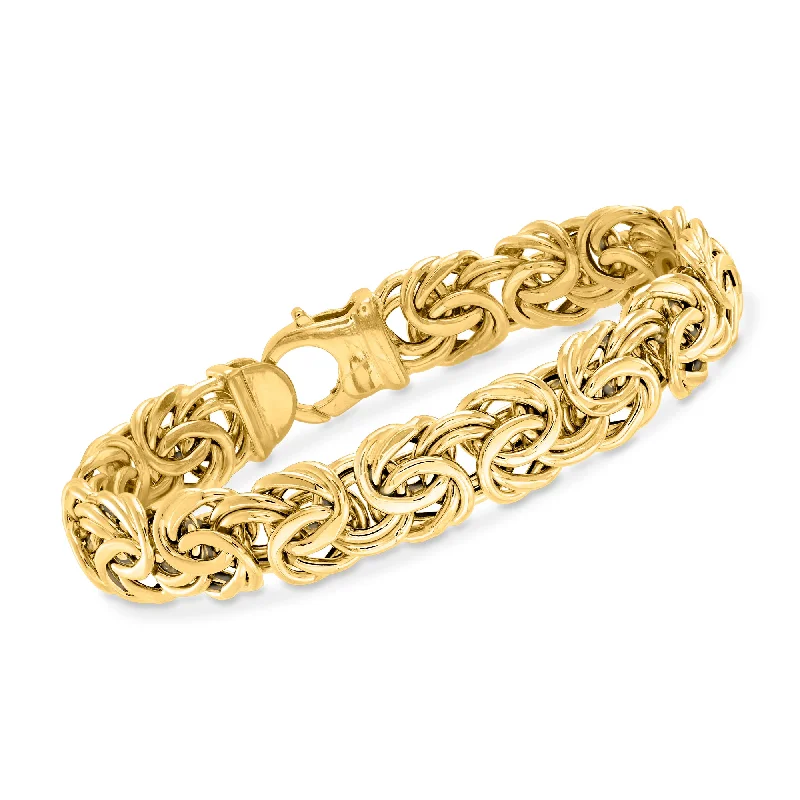 Ladies ornate filigree charm bracelets -Ross-Simons 14kt Yellow Gold Byzantine Bracelet