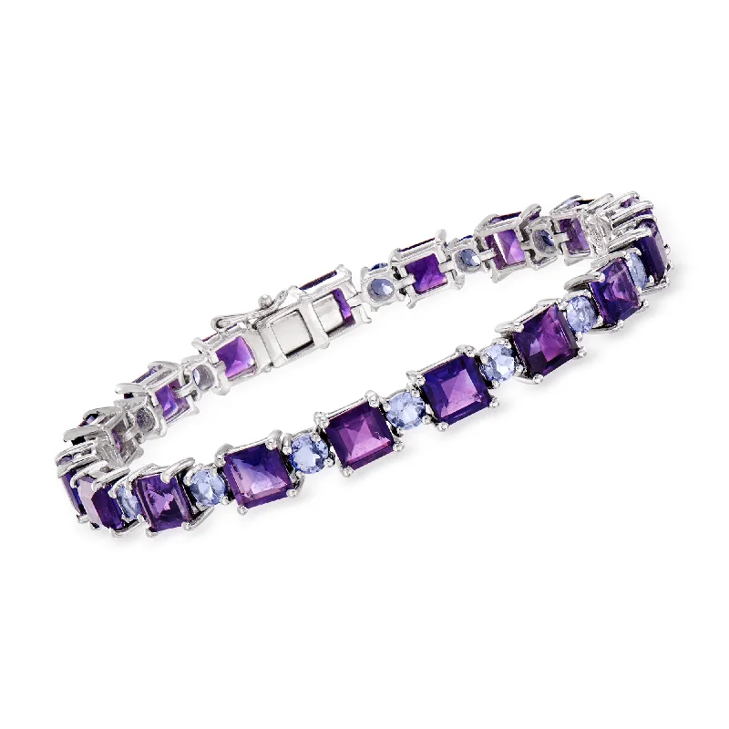 Ladies elegant ruby vine bracelets -Ross-Simons Amethyst and Tanzanite Bracelet in Sterling Silver