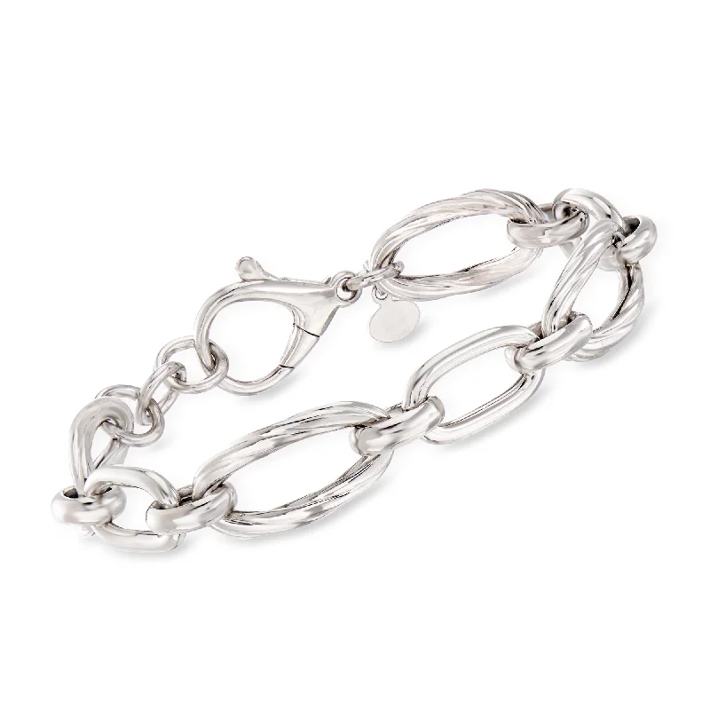 Bold statement jade bracelets for women -Ross-Simons Italian Sterling Silver Oval-Link Bracelet