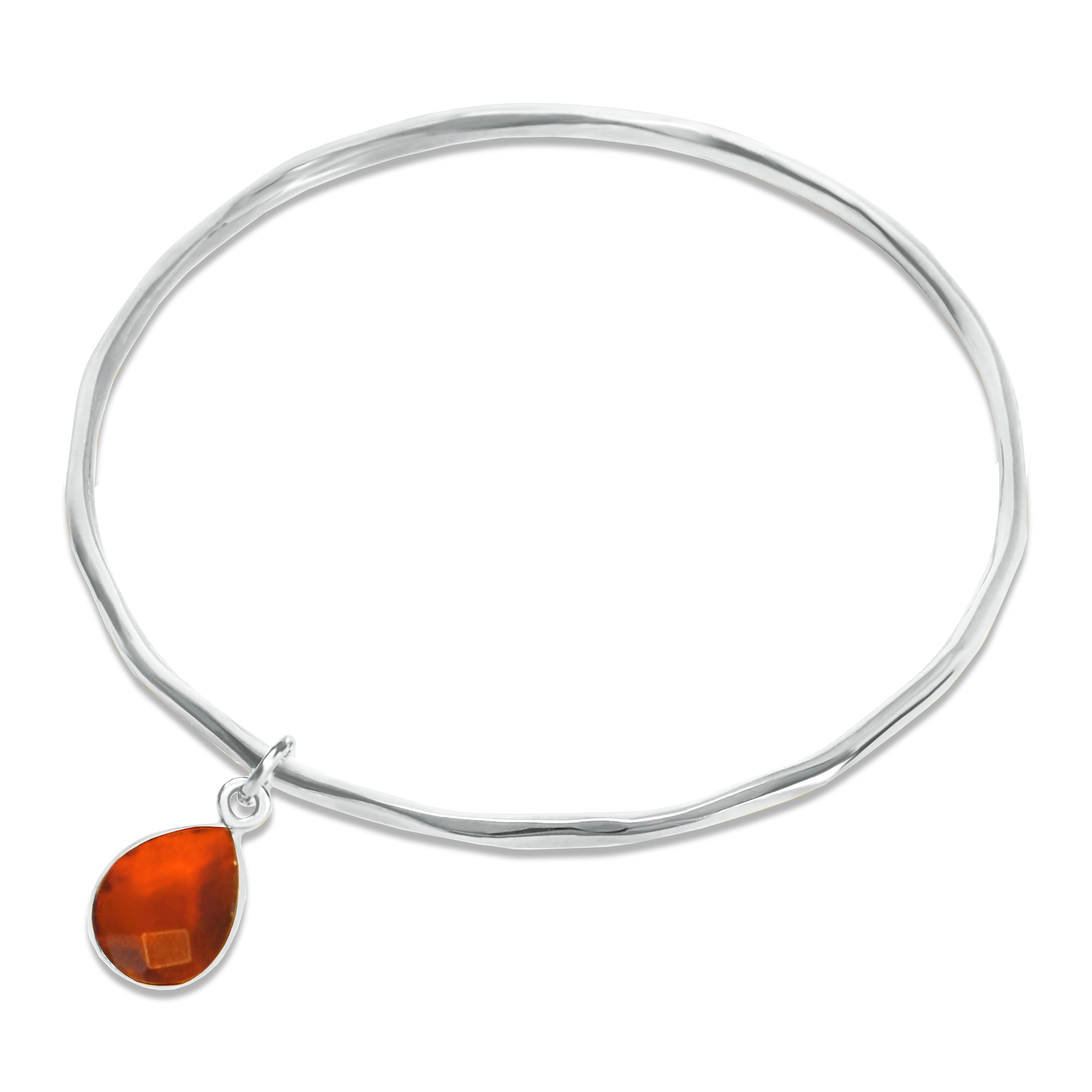 Ladies lightweight agate bracelets -Carnelian Charm Bangle Silver July Birthstone Bangle