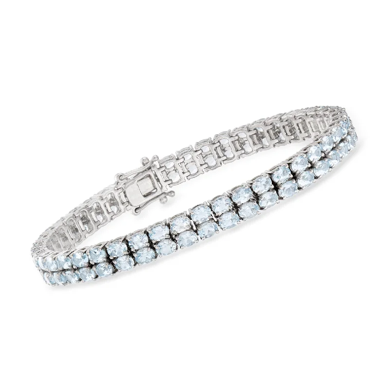 Simple rose gold spiral bracelets -Ross-Simons 13.00- Aquamarine 2-Row Tennis Bracelet in Sterling Silver