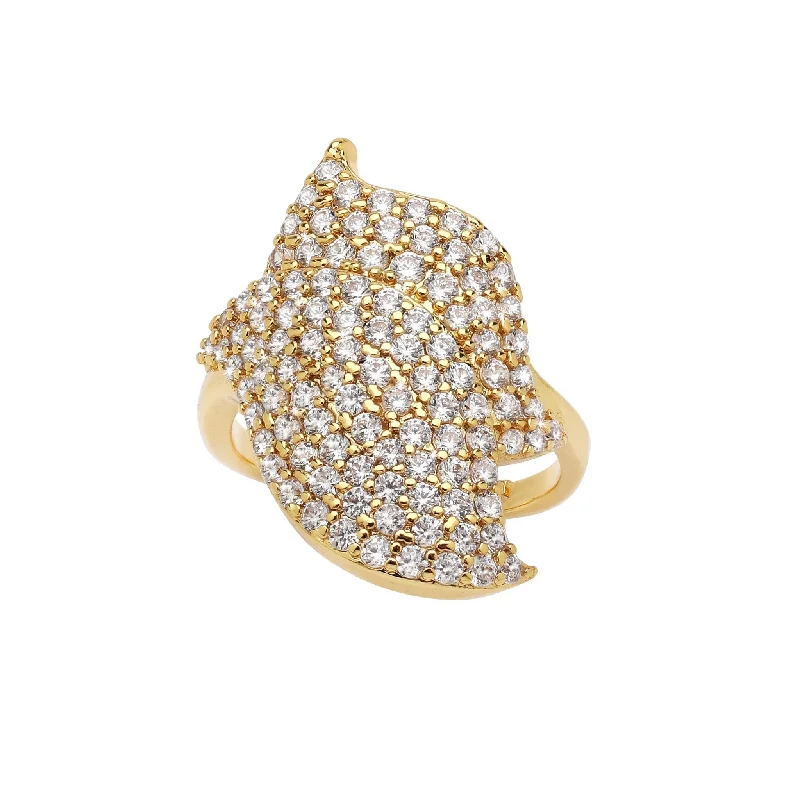 Ladies delicate moonstone band ring -Diamond Leaves Ring