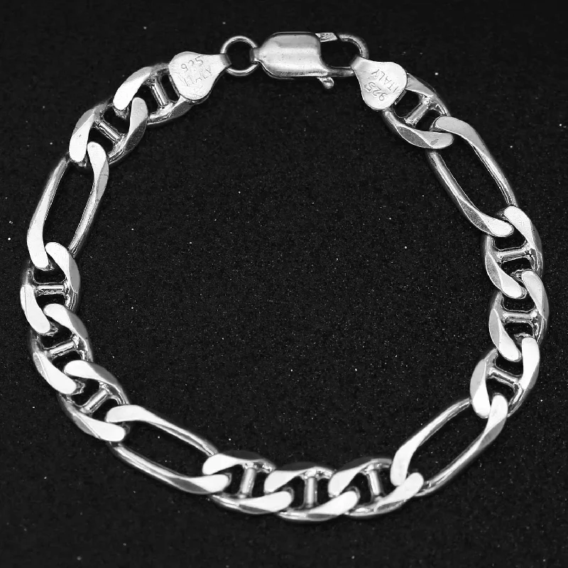 Trendy silver wrap bracelets -Bracelet chaîne ancre figaro en argent SP015