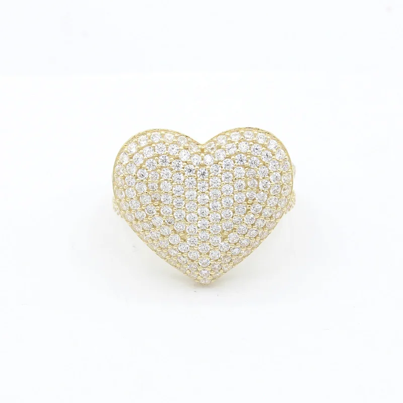 Ladies unique heart band ring -*NEW* 14K Cz 💛 Big Heart Ring JTJ™