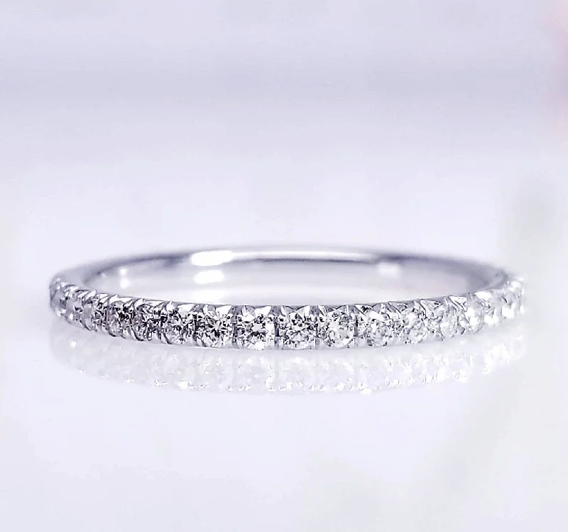 Minimalist gold knot ring for women -"ETNBD02018" Cut Down French Pave Diamond Eternity Ring