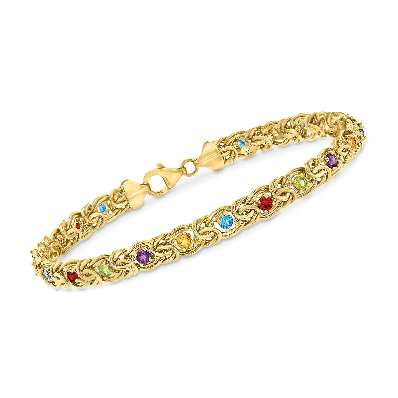 Ladies unique boho wrap bracelets -Ross-Simons Multi-Stone Byzantine Bracelet in 14kt Yellow Gold