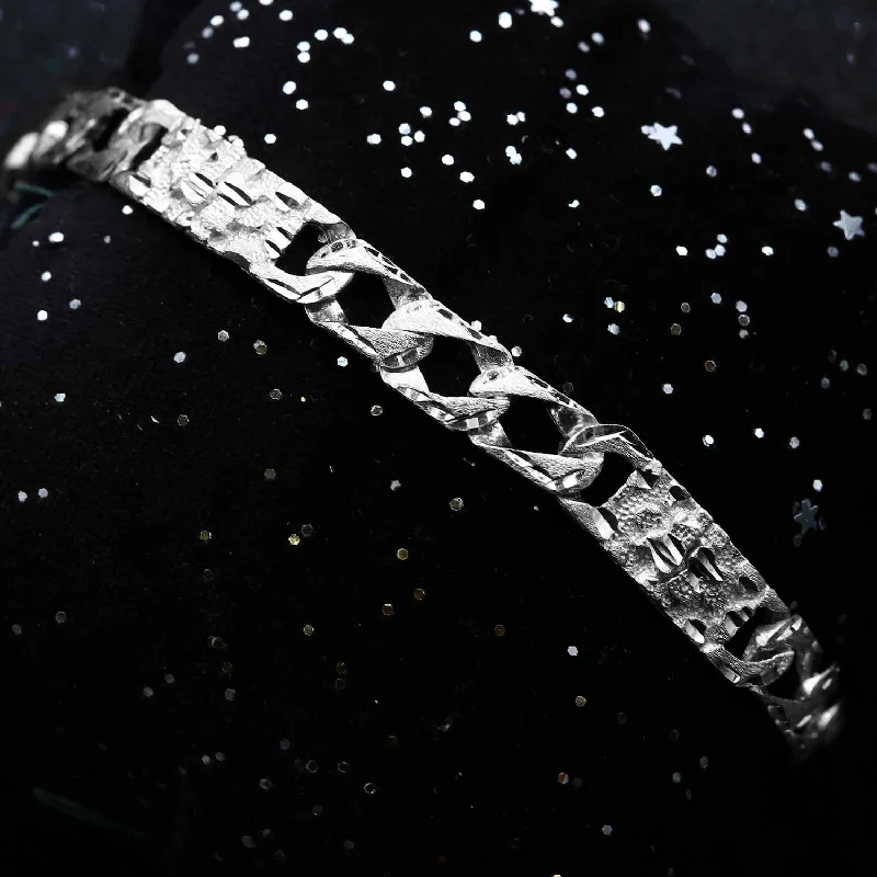 Ladies minimalist gold wrap bracelets -Bracelet gourmette taille diamant en argent SP041