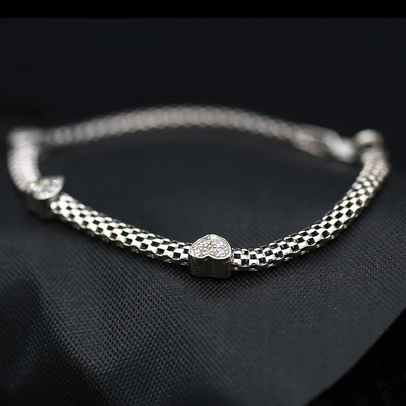 Ladies minimalist silver petal bracelets -Bracelet en argent SPW021