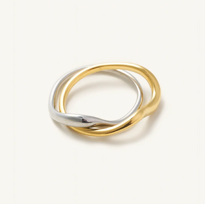 Classic gold open ring for women -Devin Mixed Metal Ring